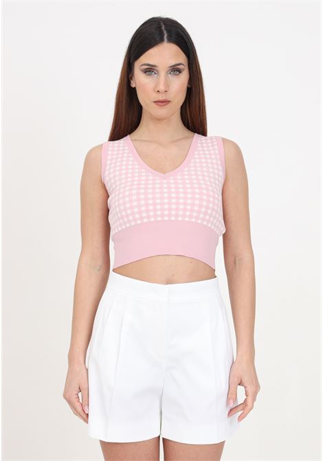 White and pink women's vest top with V-neck MAX MARA | 2416361191600001